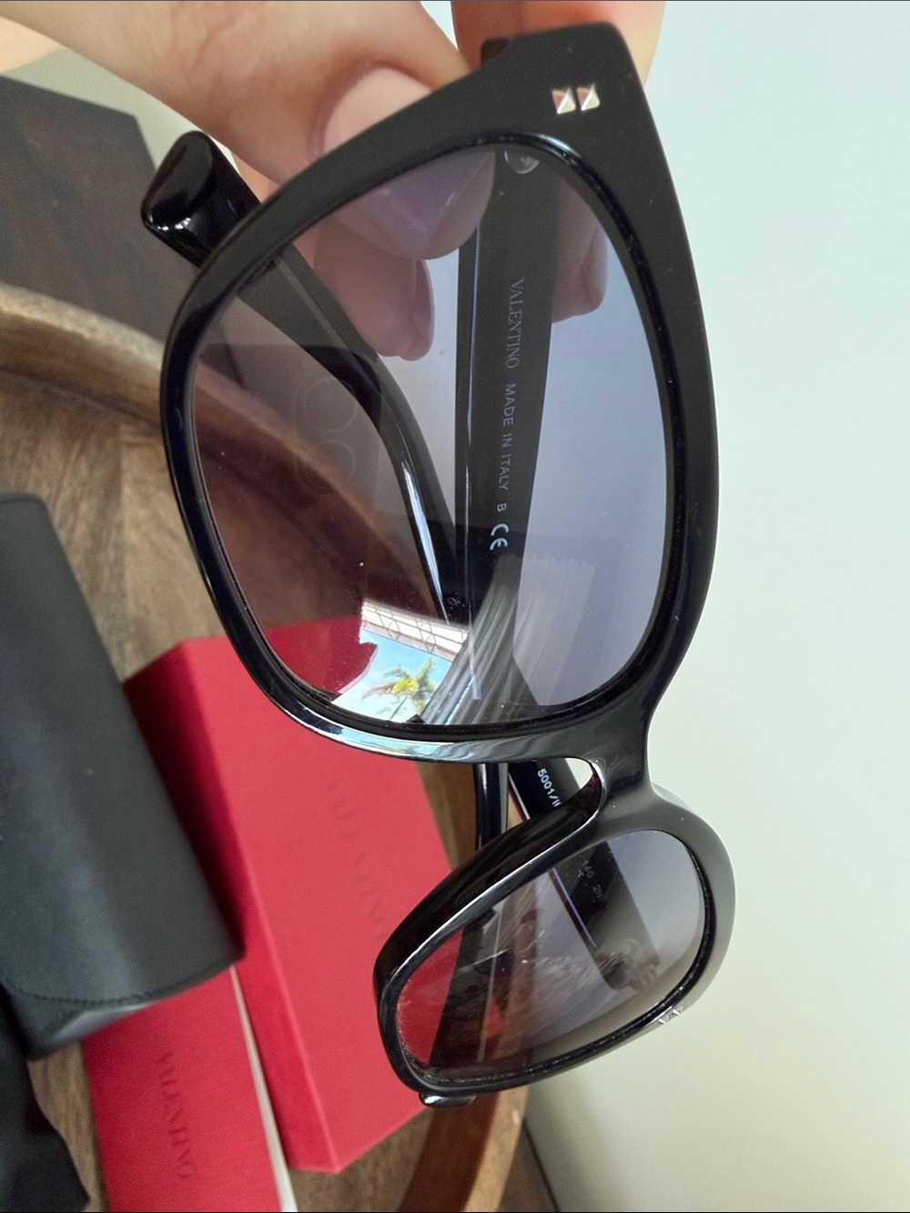 Valentino Black Gradient Rockstud Lens Cat-Eye Sunglasses - Picture 2 of 10